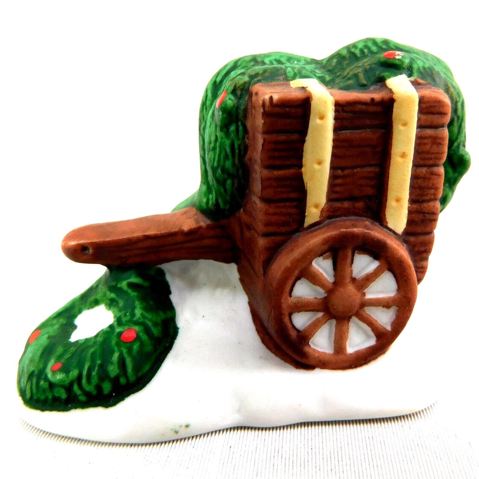 Street Peddler Cart w Garlands & Wreaths For Christmas Village Porcelain 1.5″H