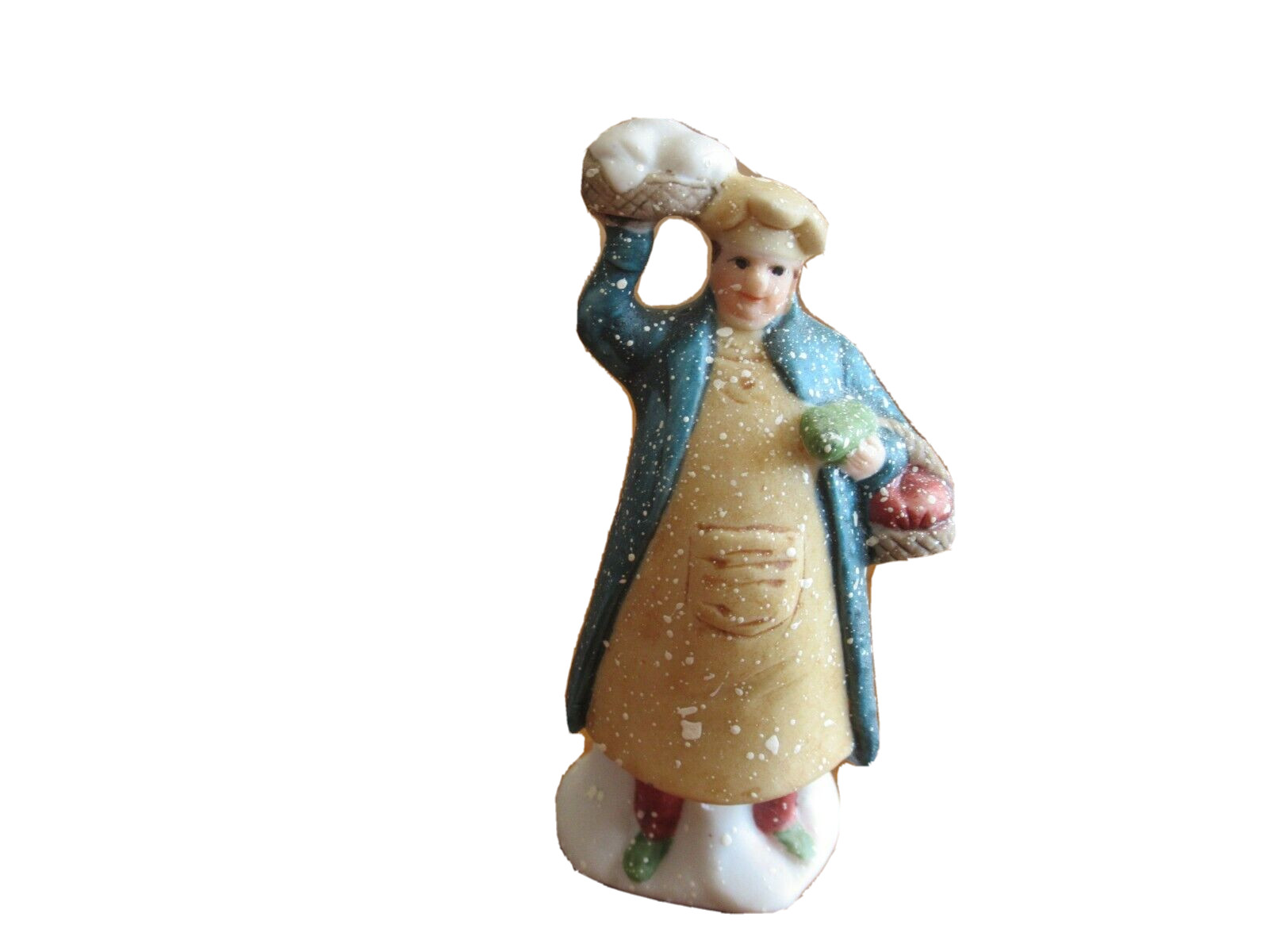 Speckled Christmas Village Figurine Man Cook Basket Food 2.5″ Dept 56 Heritage
