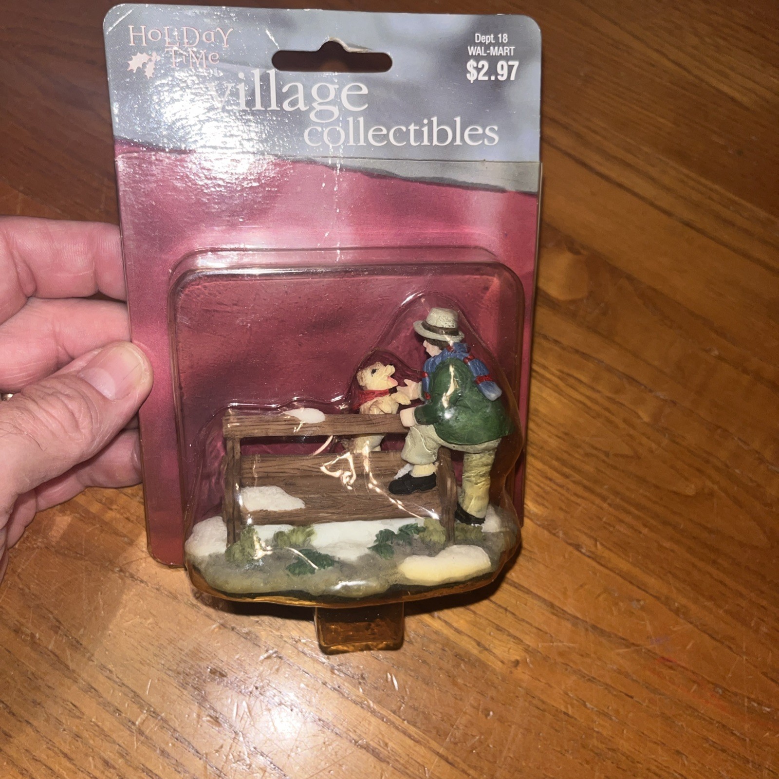 Holiday Time Village Village Collectibles Man and Dog On Park Bench