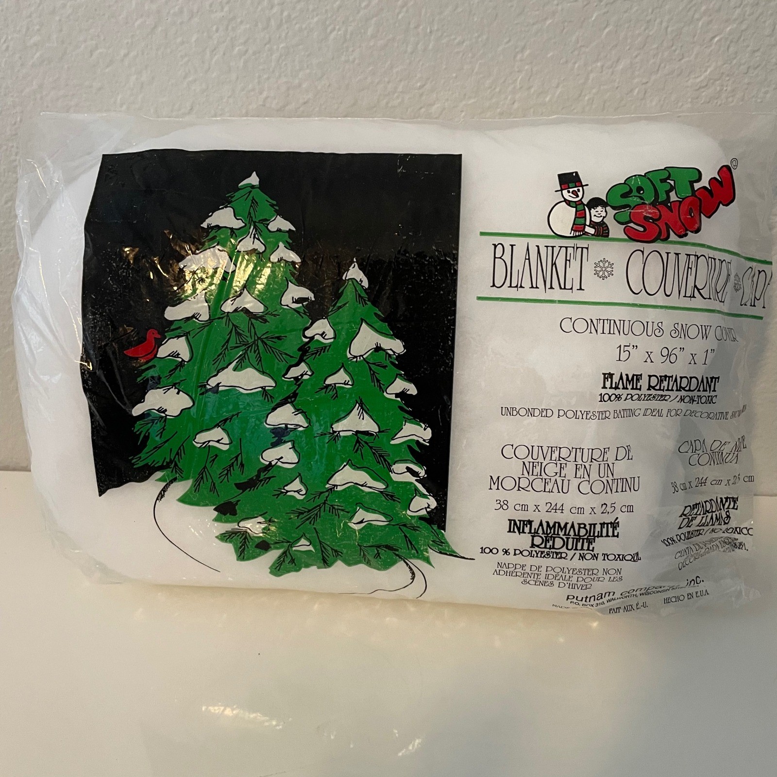 Soft Snow Blanket Continuous Snow Cover 15×96 Christmas Village Decor Putnam Co