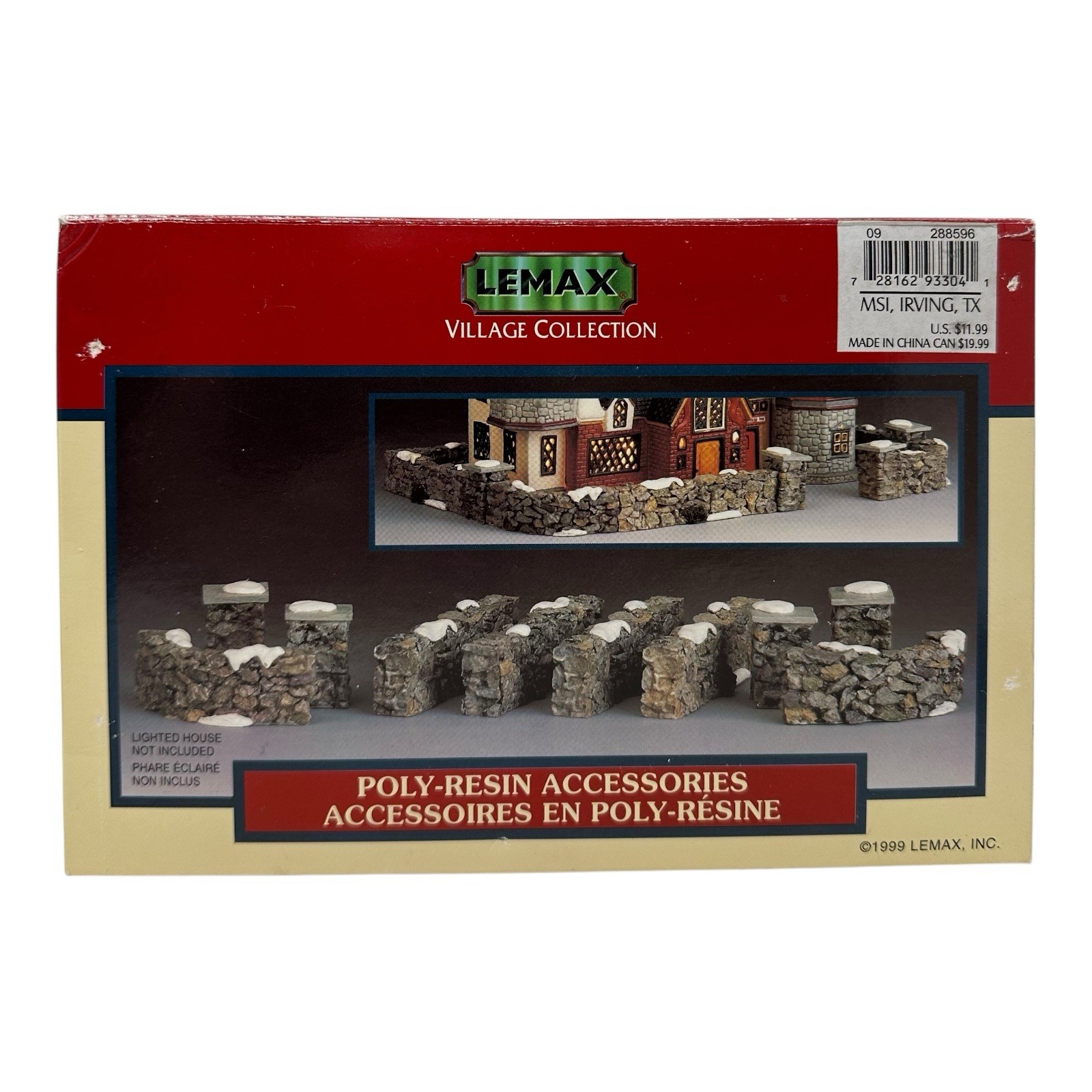 Lemax 1999 Village Collection Poly-Resin Colonial Stone Wall Complete 10 pc Set