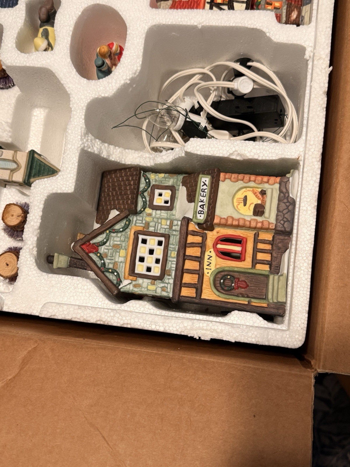 Ceramic Illuminated Christmas Village Set w/ Accessories, Multicolor, 10+ Pcs
