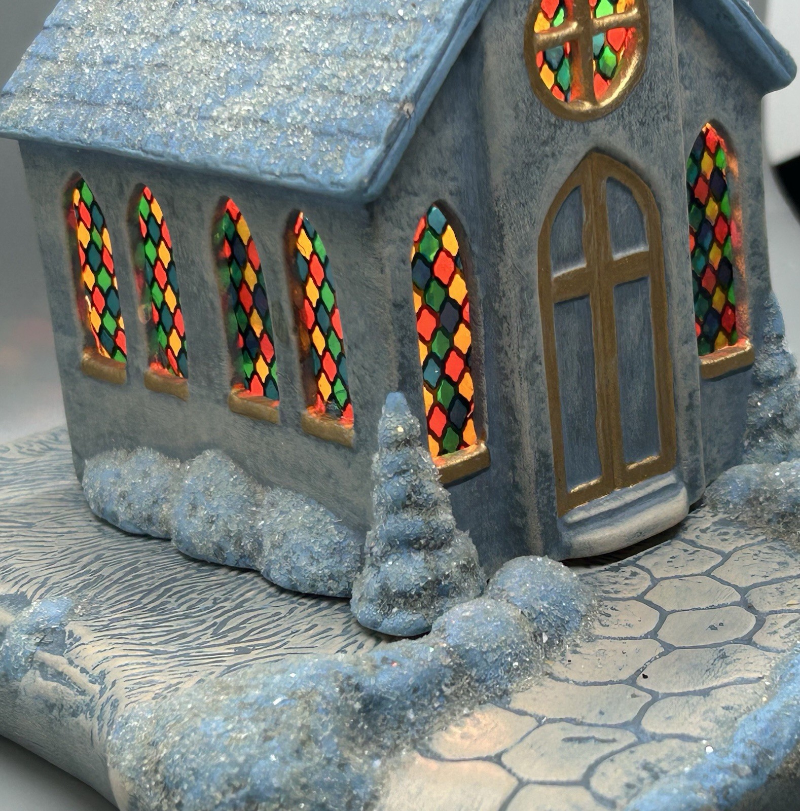 Vintage Scioto Painted Ceramic Church Chapel ~ Light Up Snow Village Christmas