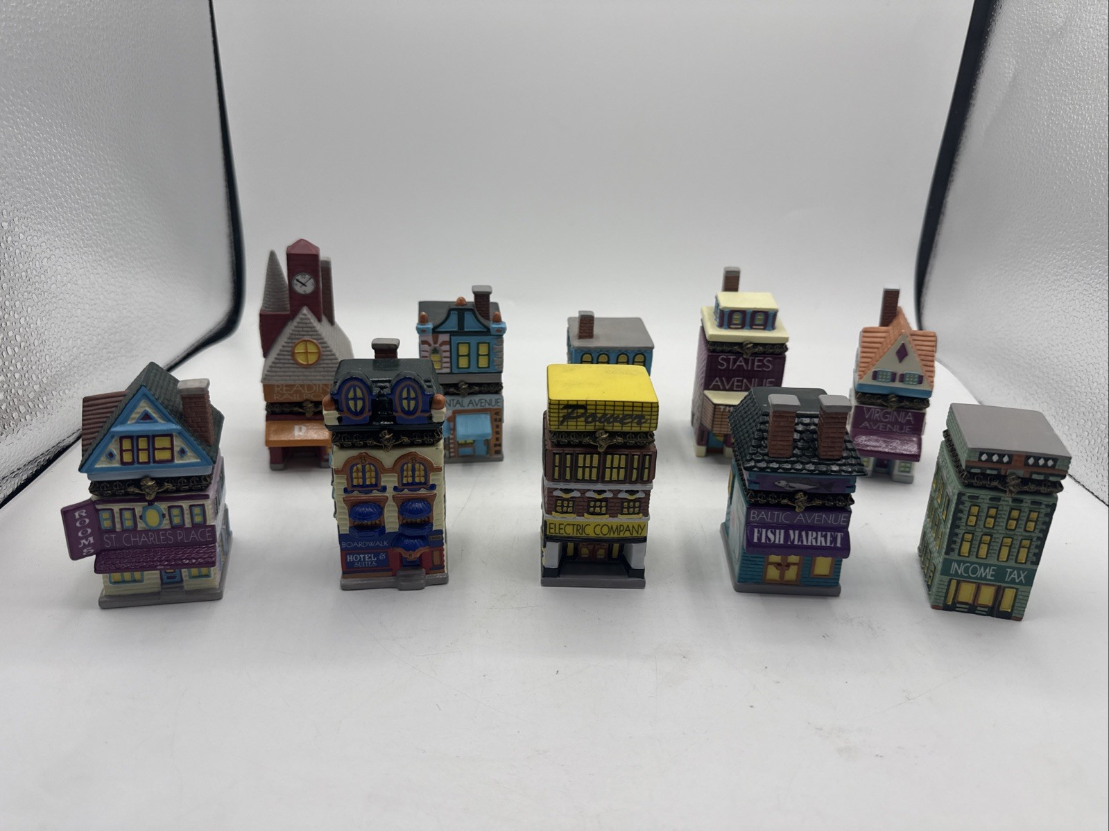 Vintage Monopoly 1999 Porcelain Trinket Box Hasbro Pieces Lot Of 10