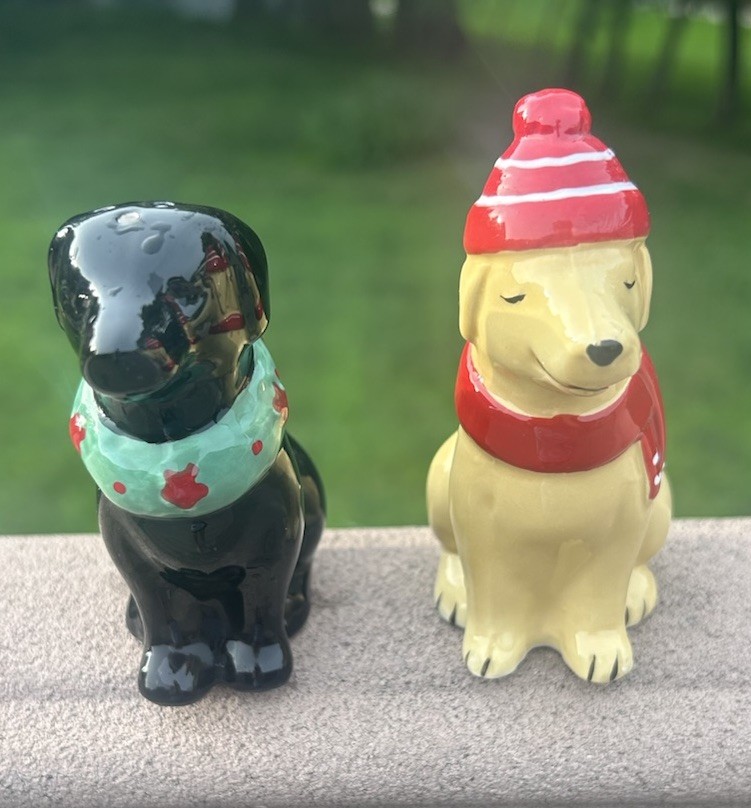St Nicholas Square Kringle’s Cottage DOGS salt & pepper shaker set