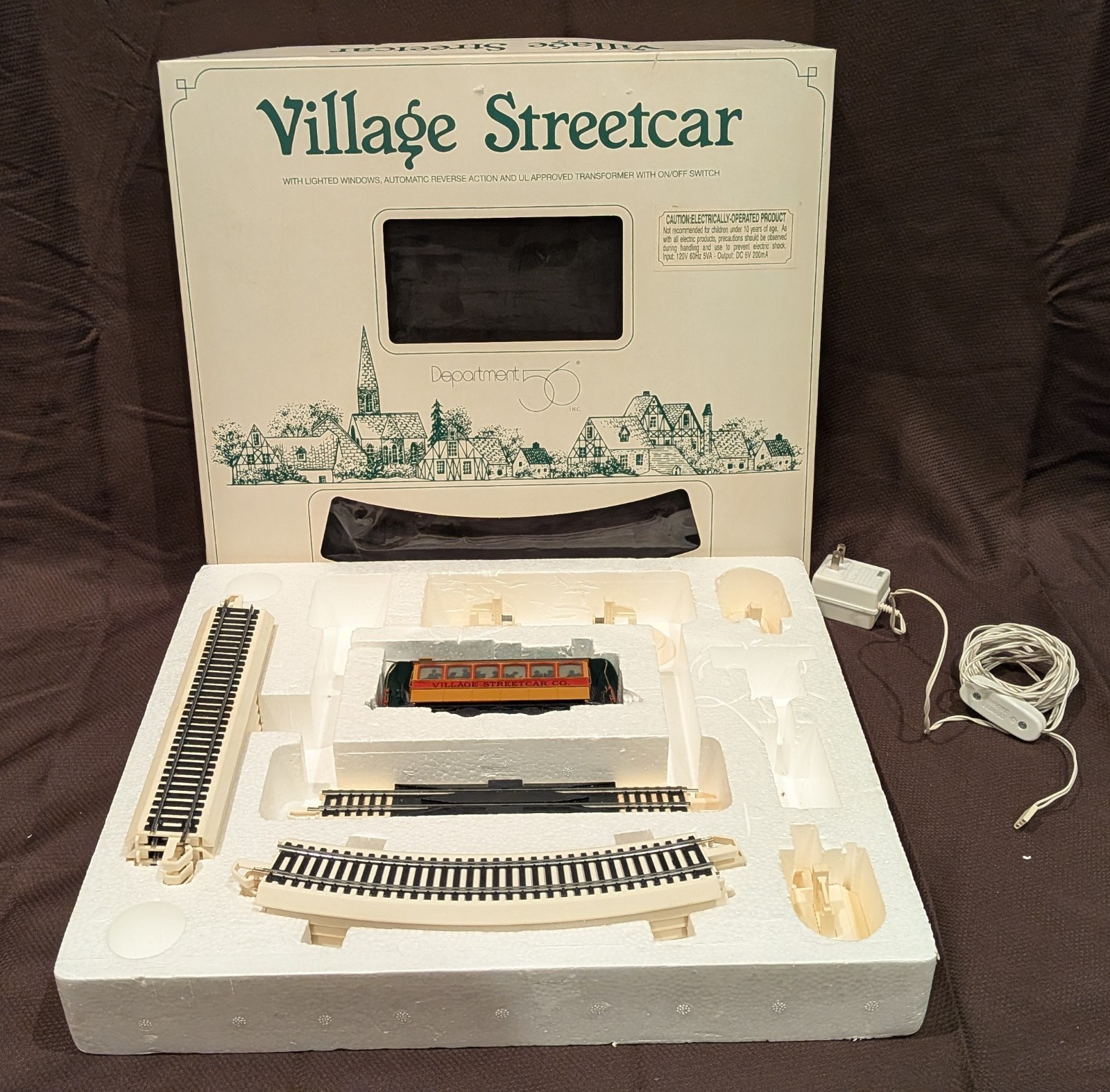 Department 56 Village Streetcar Set with Extra Track & Bumpers, Boxed, Dept 56