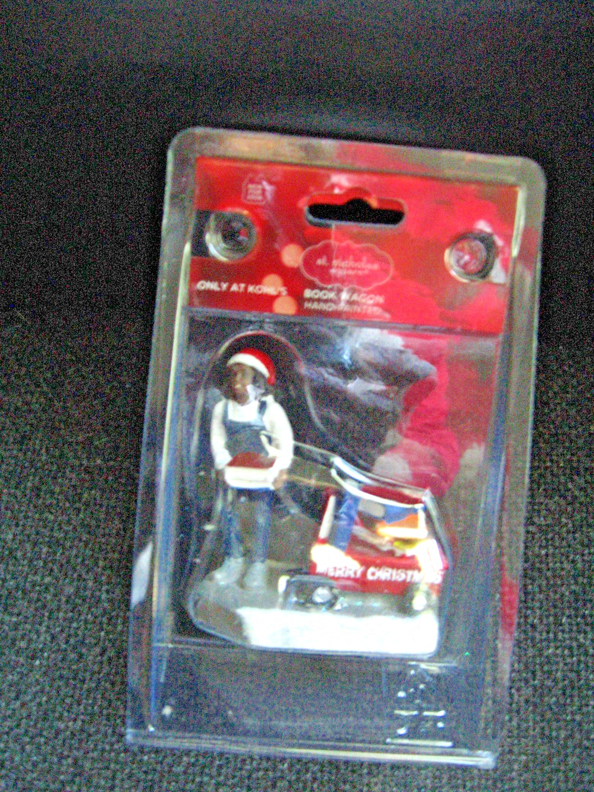 St. Nicholas Square Christmas Village Figurine Display Book Wagon NIP