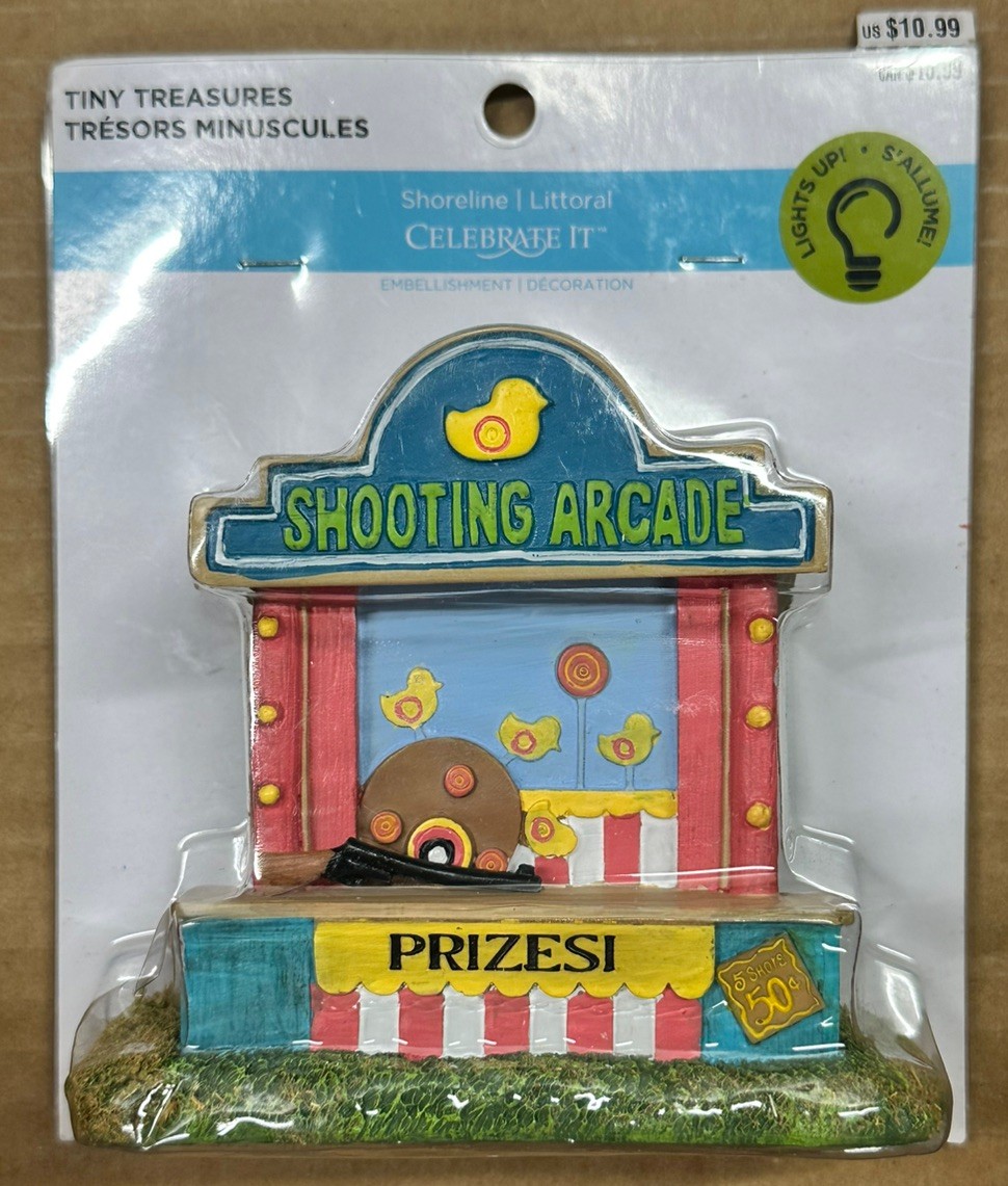 Tiny Treasures Shoreline Carnival Shooting Arcade Lighted Kiosk Village Dioramas