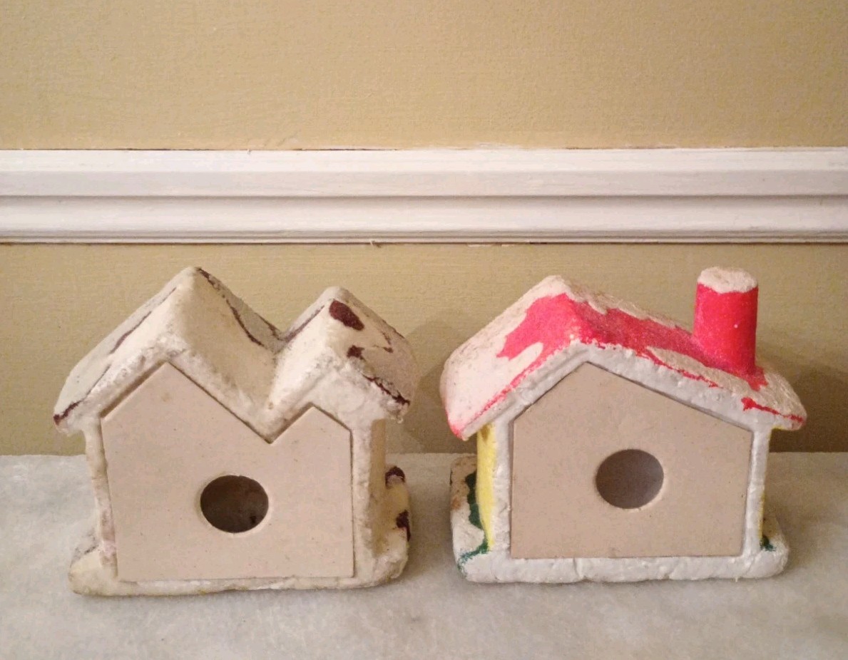 2 Vintage Medium Christmas Styrofoam Village Houses Made In Japan READ