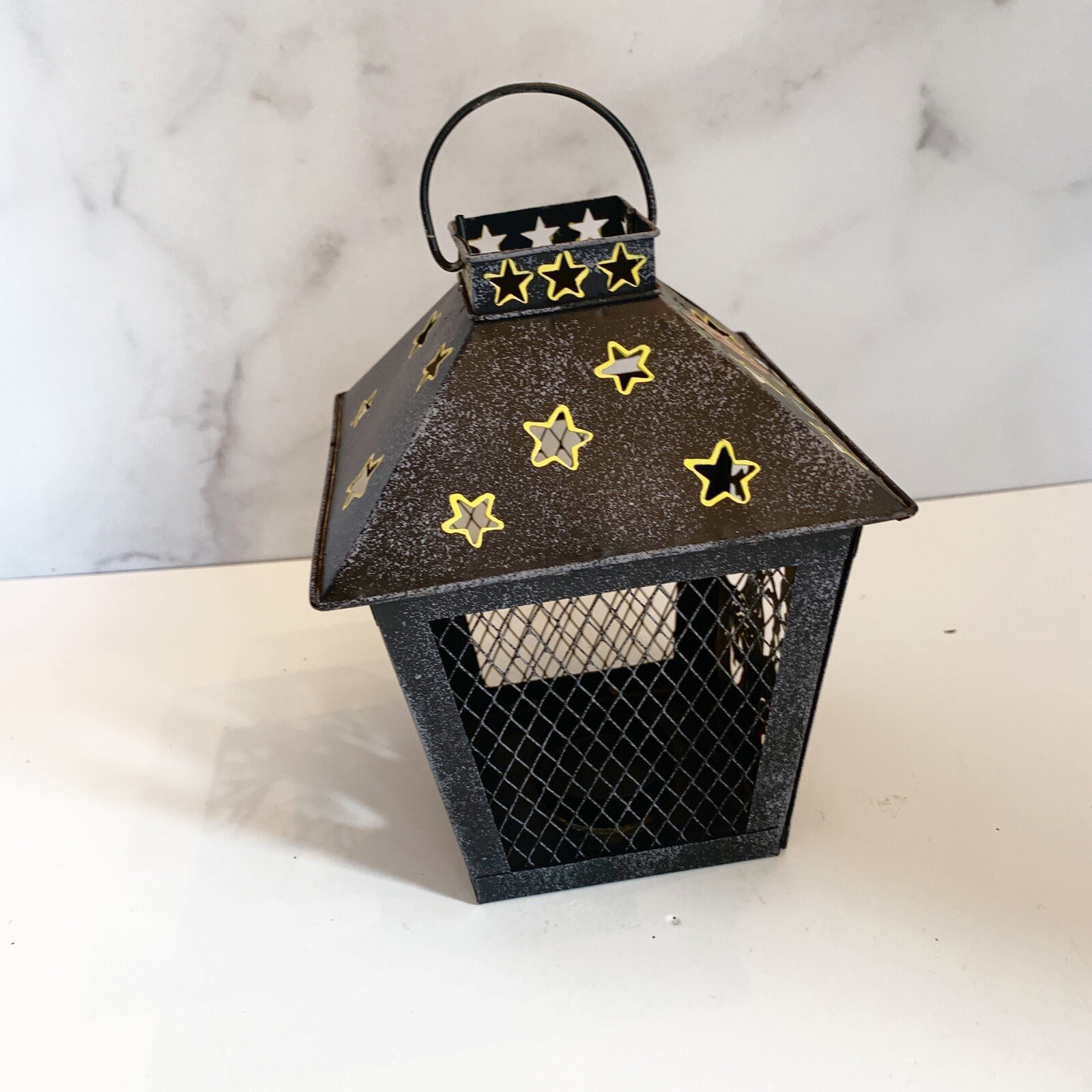 Spooky Hollow Halloween Ghost Lantern Metal Vintage 1998 Votive holder 7 Inch
