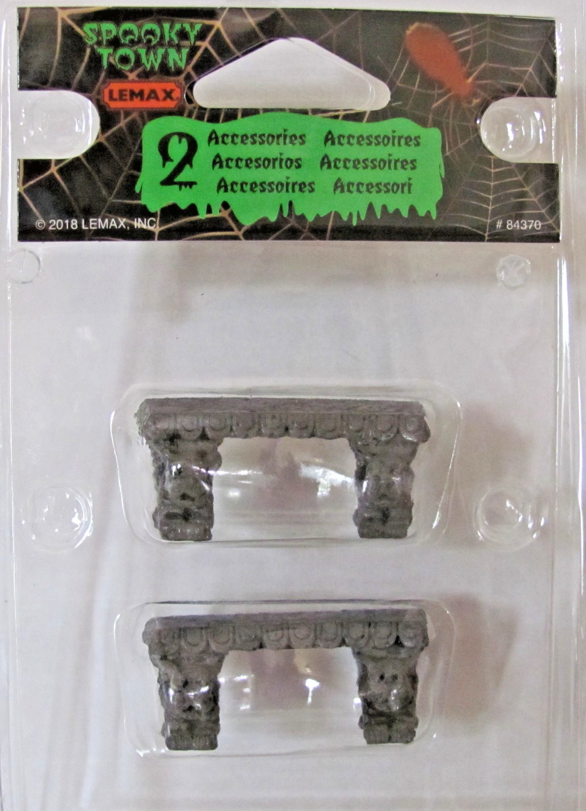 Lemax Spooky Town Accessories – Gargoyle Stone Benches, Set Of 2 #84370
