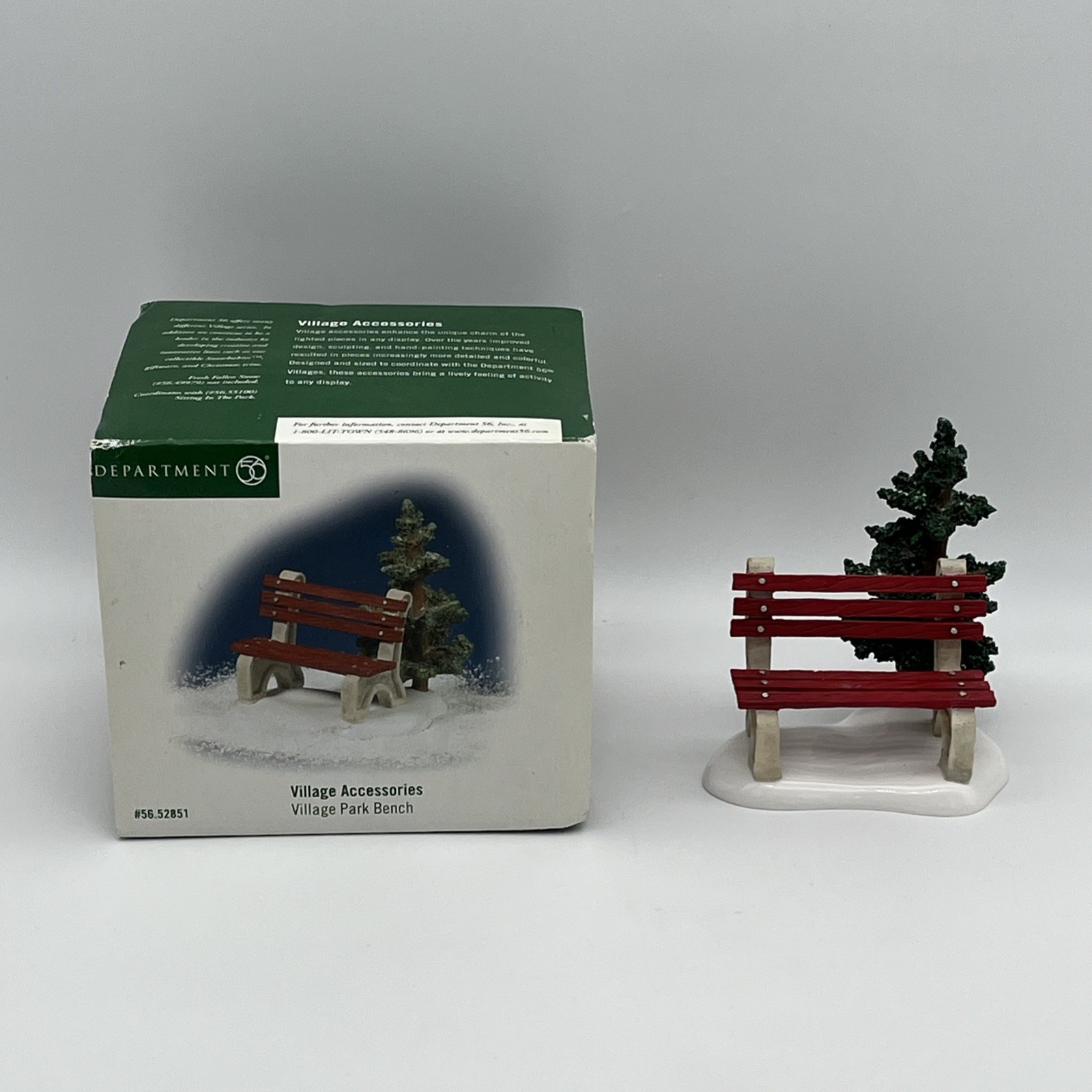 Dept 56 Village Accessories Porcelain/Wood Park Bench – #56.52851 1:32 Scale