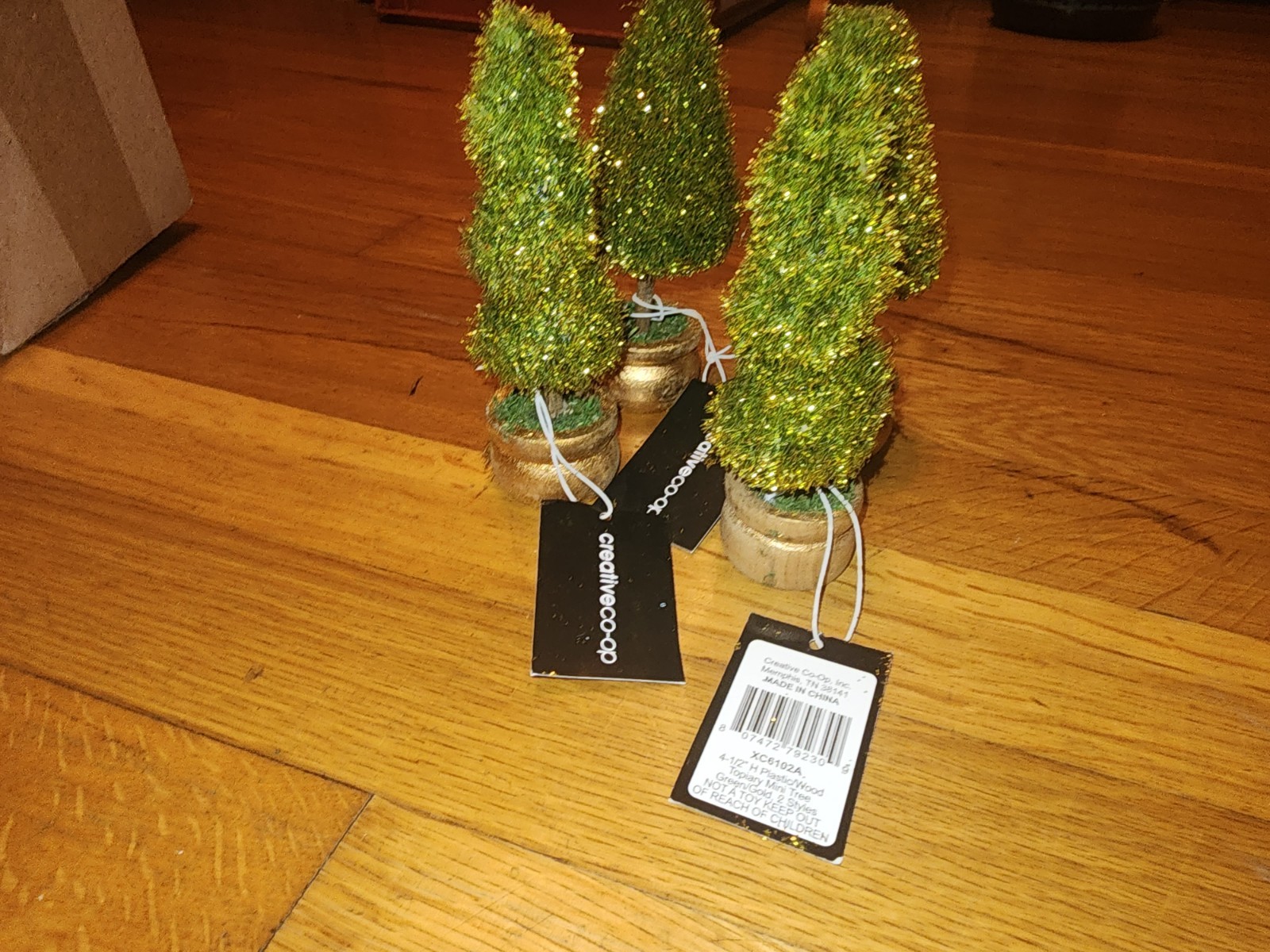 CHRISTMAS VILLAGE 4″ TOPIARY PINE TREES USE IN ANY VILLAGES SET OF 4 BRAND NEW