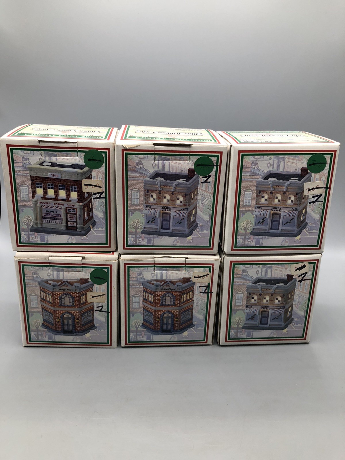 Home Town America Collection Blue Ribbon Cafe x3, Barber Shop + Meyers x2