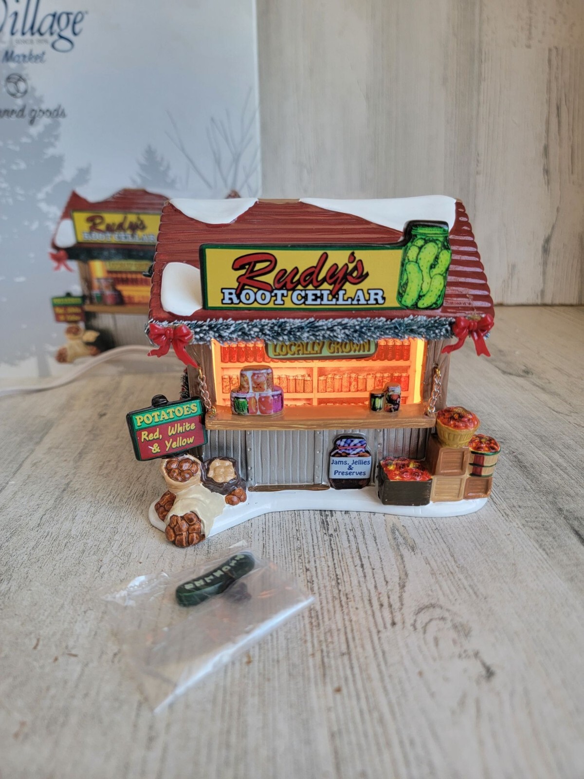 Dept 56 4044859 NEW fruit seller canned goods Snow village Farmers Holiday marke