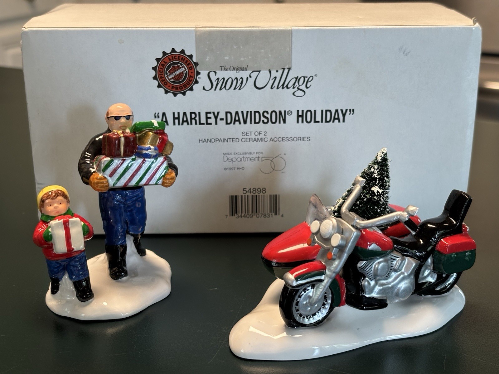 Dept. 56 Snow Village A Harley-Davidson Holiday 2-Piece Figurine Set 1997