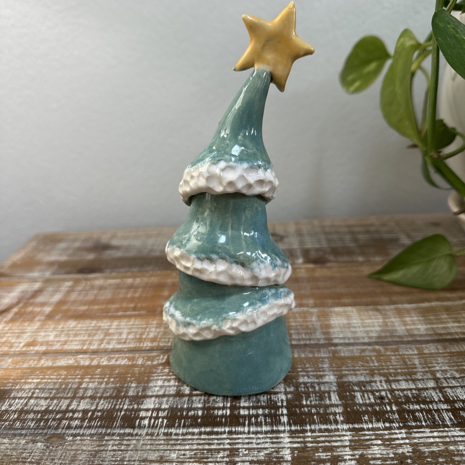 A Whimsical Crooked Christmas Tree Ceramic Figurine For Seasonal Decoration OOAK