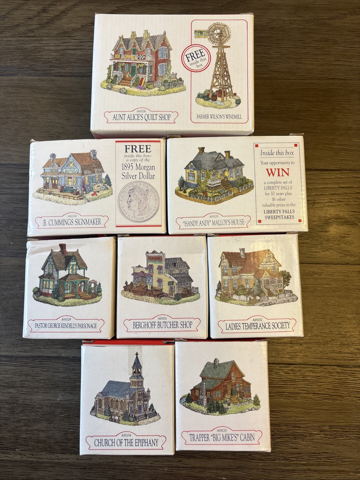 Liberty Falls Collection, LOT Of 8 with Boxes And Paperwork. New