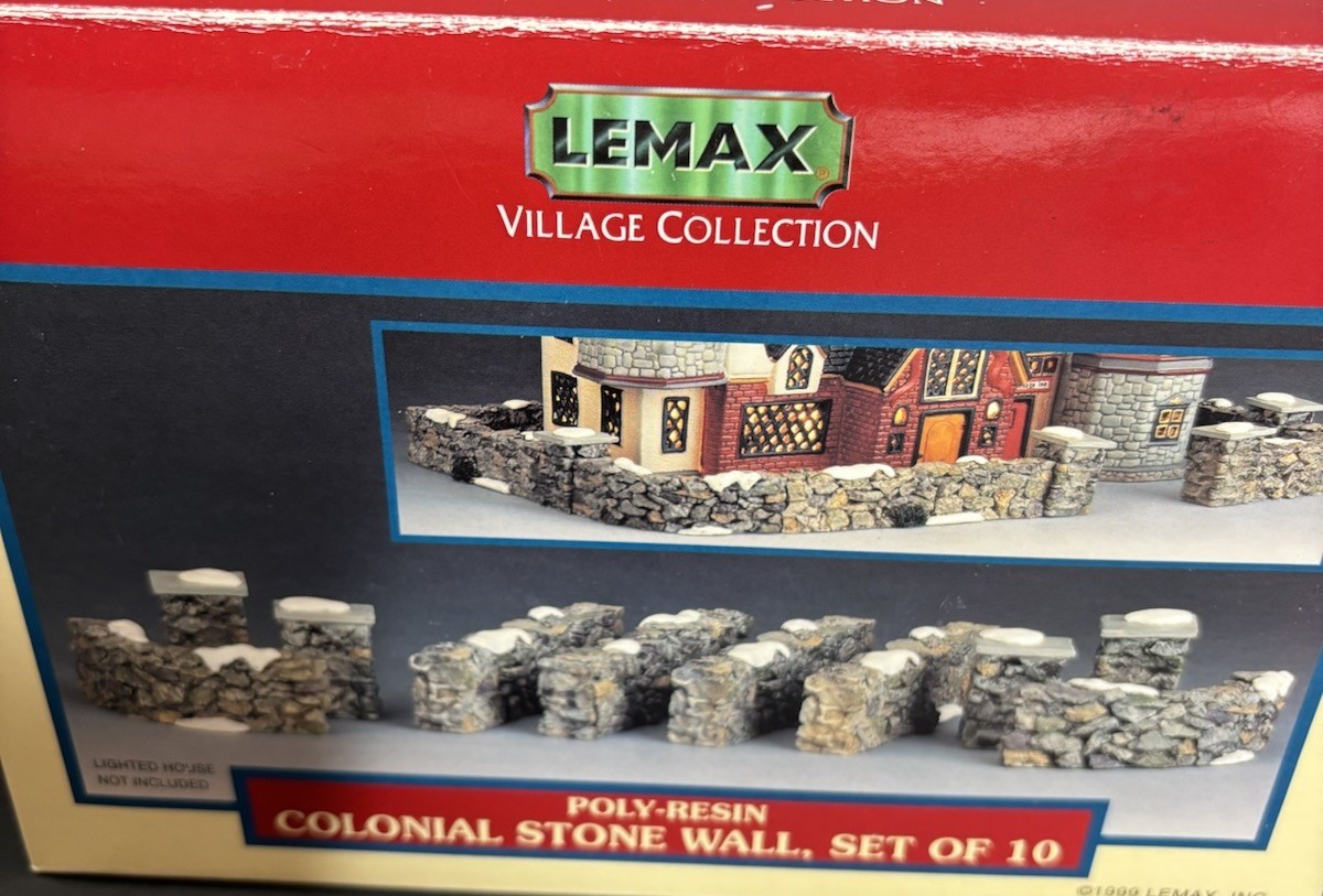 Lemax Village Collection Landscape Accents Colonial Stone Wall 10 Piece Set 1999