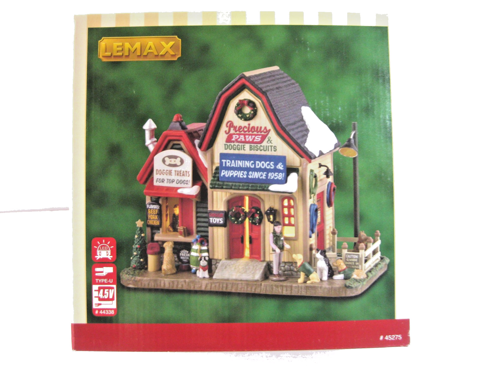 LEMAX #45275 PRECIOUS PAWS & DOGGIE BISCUITS LIGHTED BUILDING NEW IN BOX
