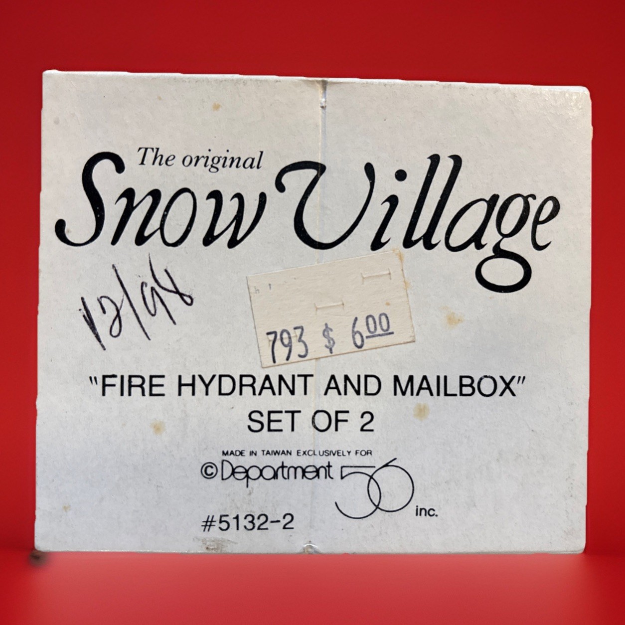 Dept 56 Original Snow Village “Fire Hydrant And Mailbox” 5132-2 Mint/Box 2 Pcs