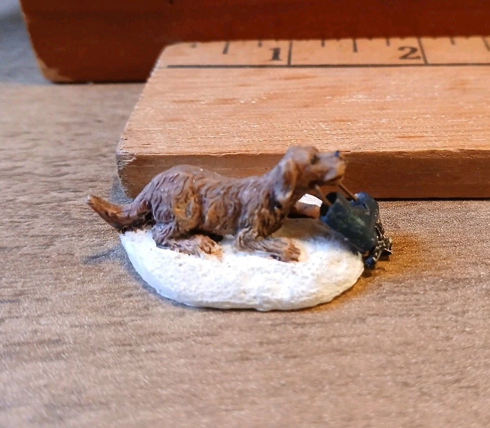 St Nicholas Square Village ‘Ice Skating Lessons’ Christmas Figures + Dog Set Vtg