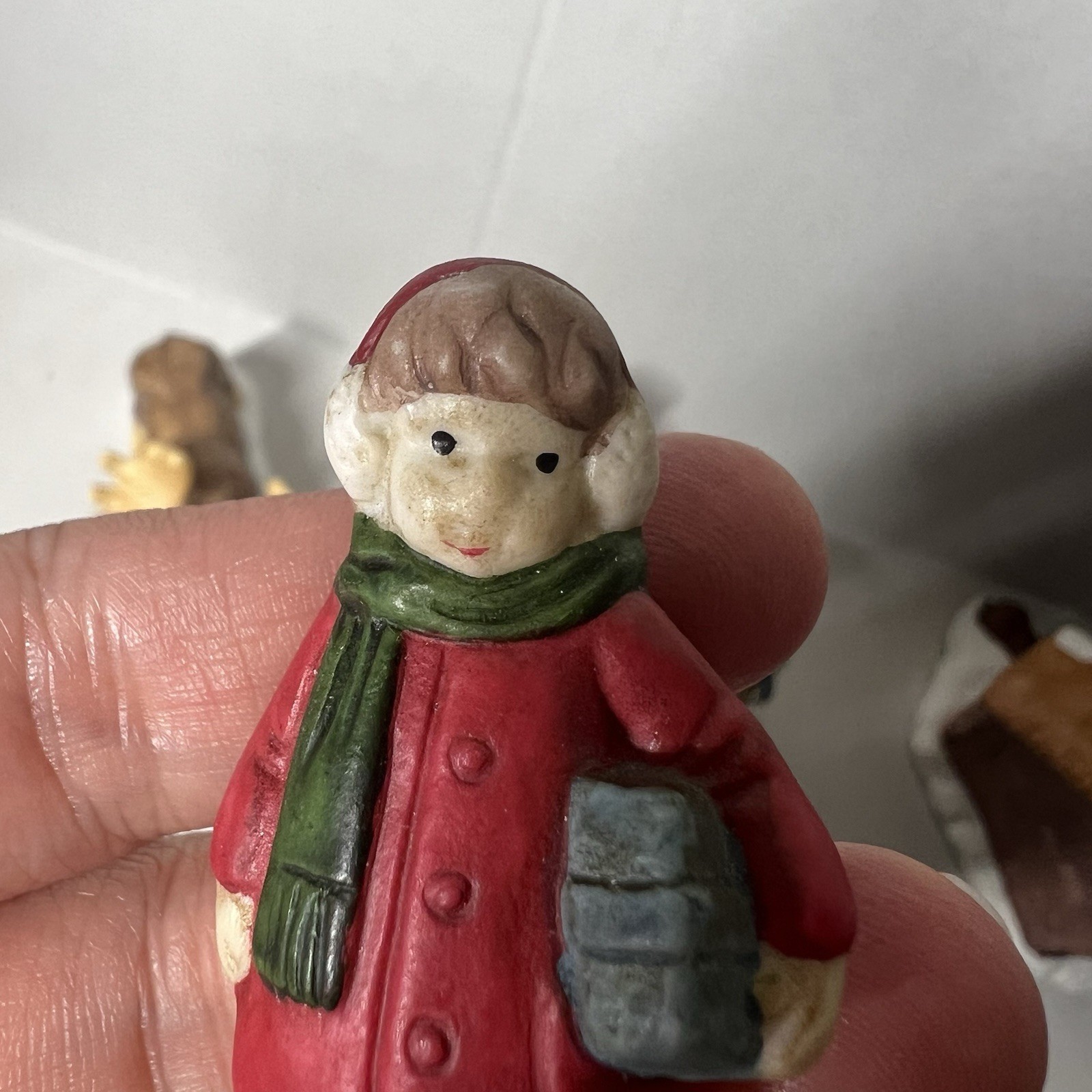 Vintage Christmas Village Figurine Lot Nativity Moose Skier Taiwan Philippines 7