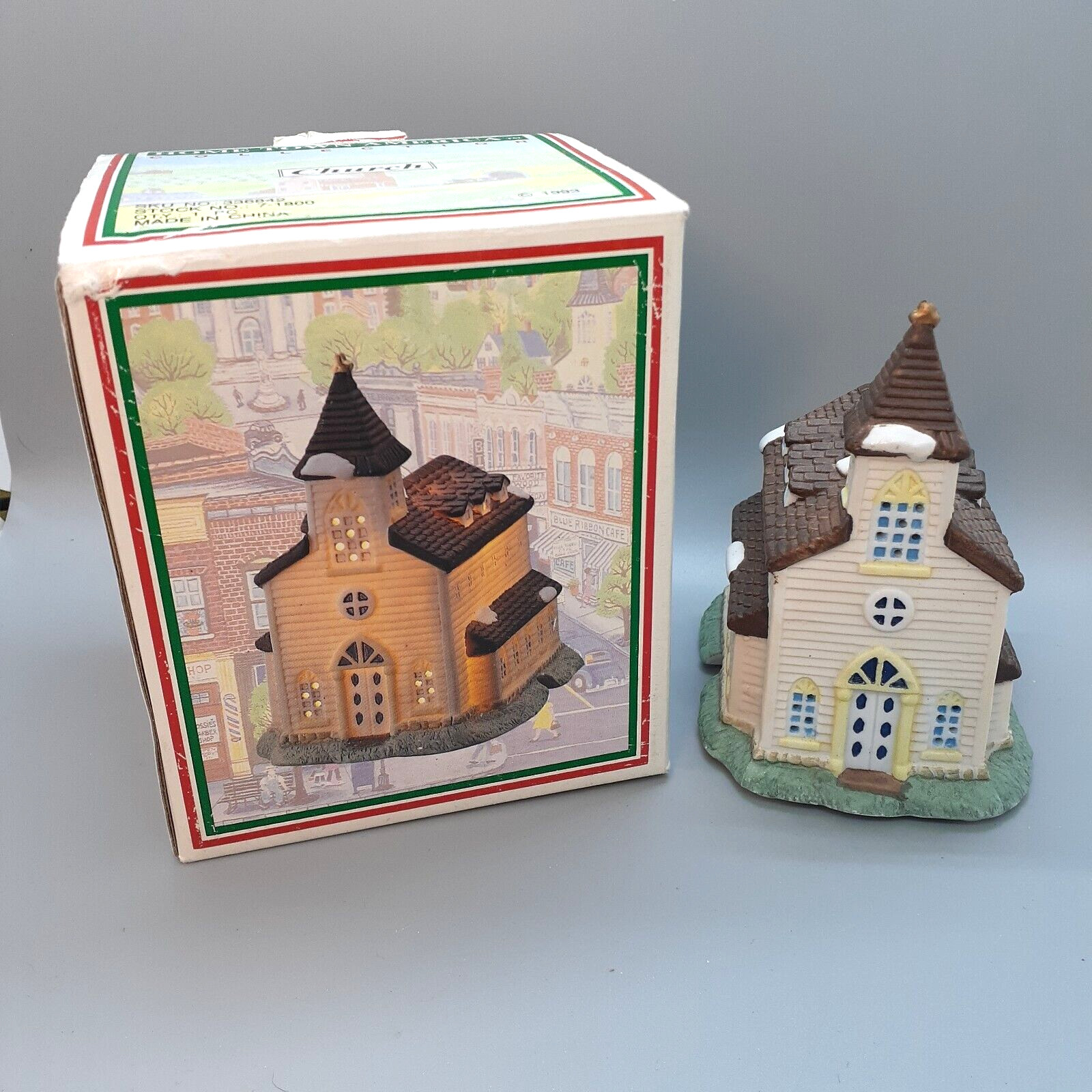 Home Town America Collection Church Porcelain Christmas Village 1993 Vintage EUC