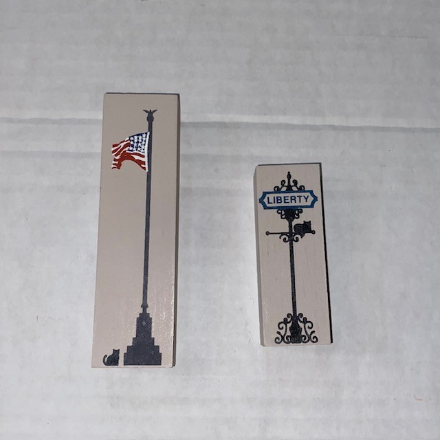 Vintage Cats Meow Village Flag Pole Liberty Street Sign Painted