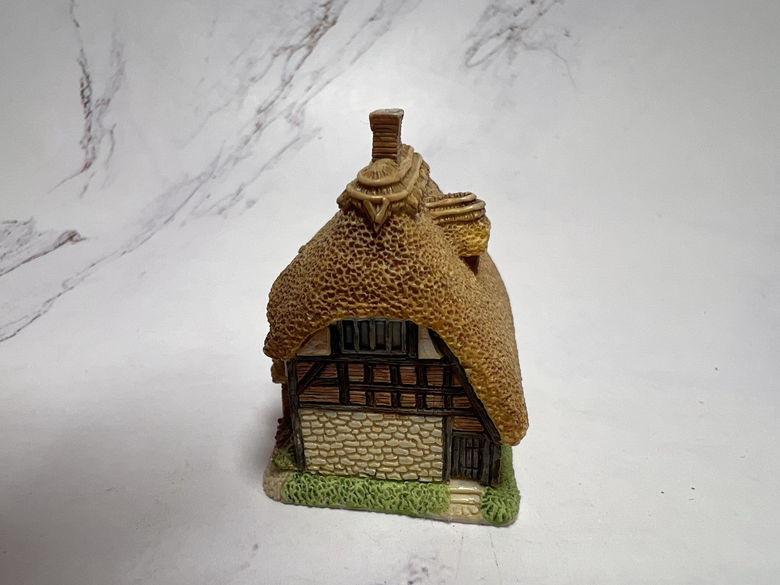 Vintage Storybook Cottage House Figurine Thatched Roof English Cottage Miniature