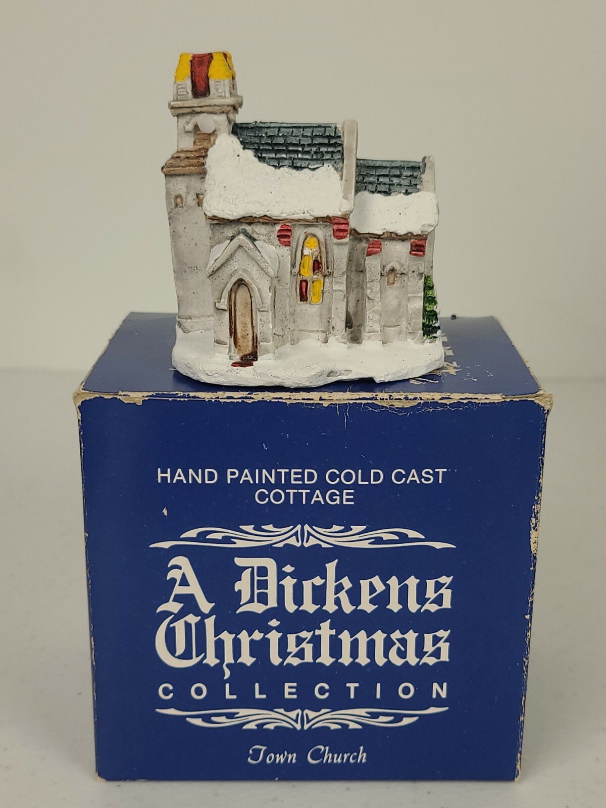 A Dickens Christmas Hand Painted Cottage TOWN CHURCH DCS006 1988 Vintage w/ Box
