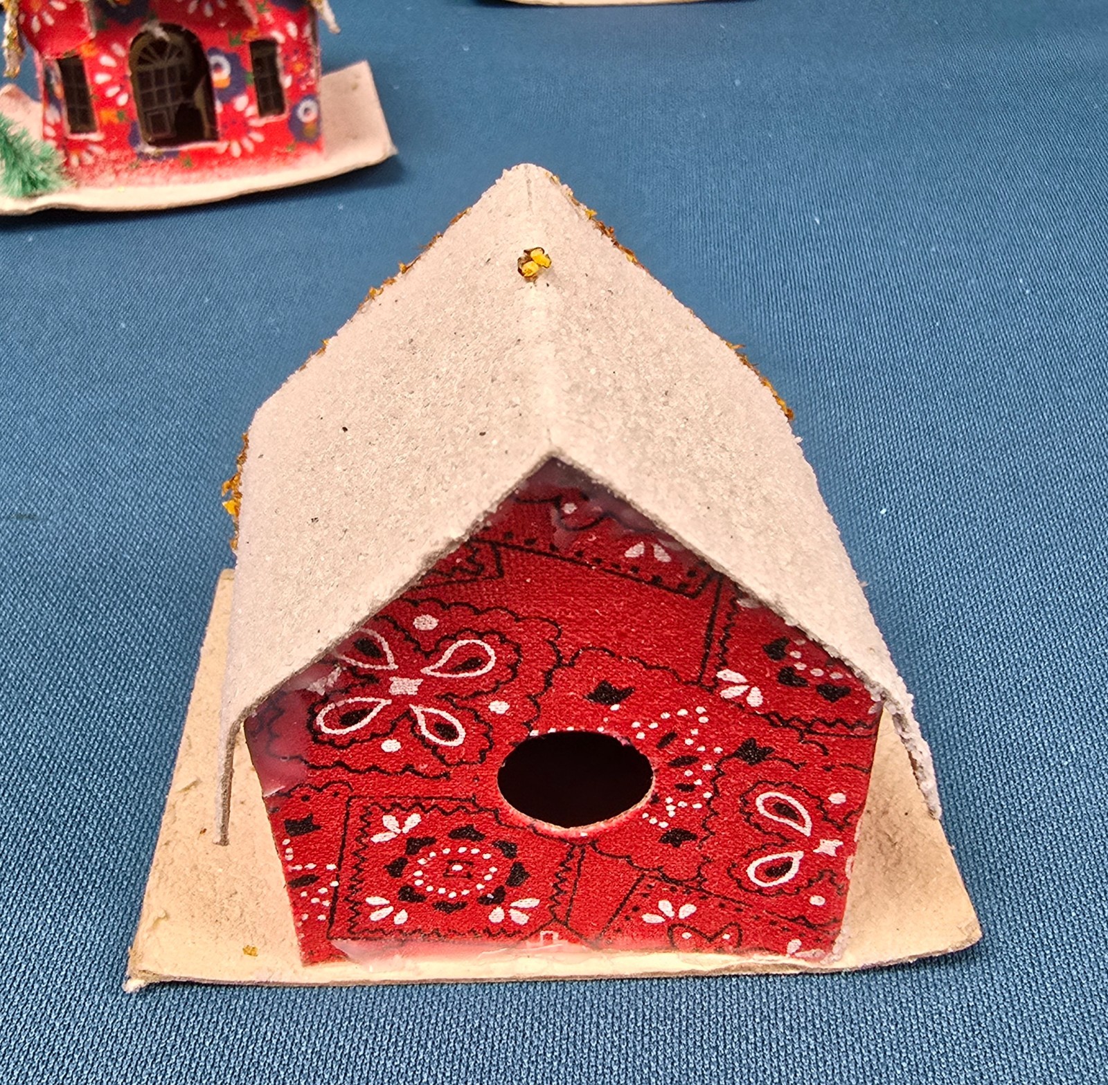 Vintage lot of 6 Putz Mica Christmas Houses Cardboard Made in Japan & Taiwan