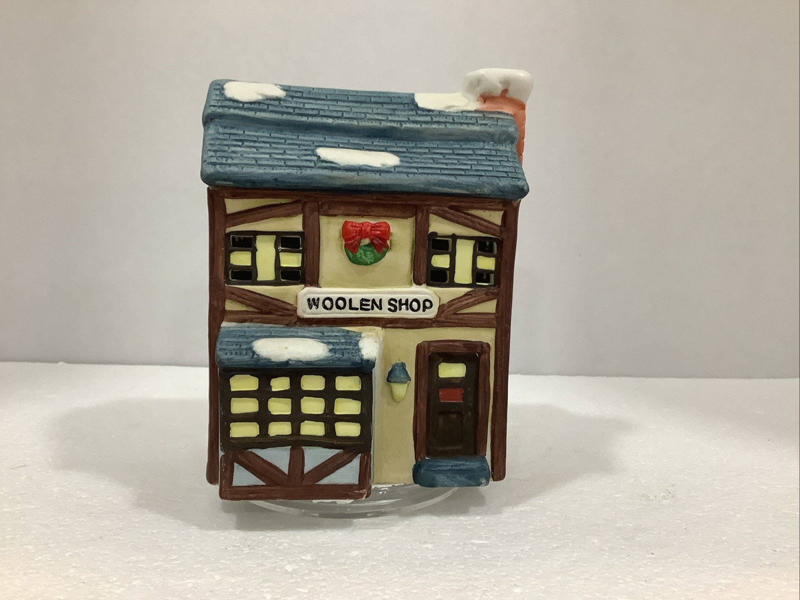 Americana Porcelain Collectible “Cobbler” & “Woolen” Shop Illuminated Houses