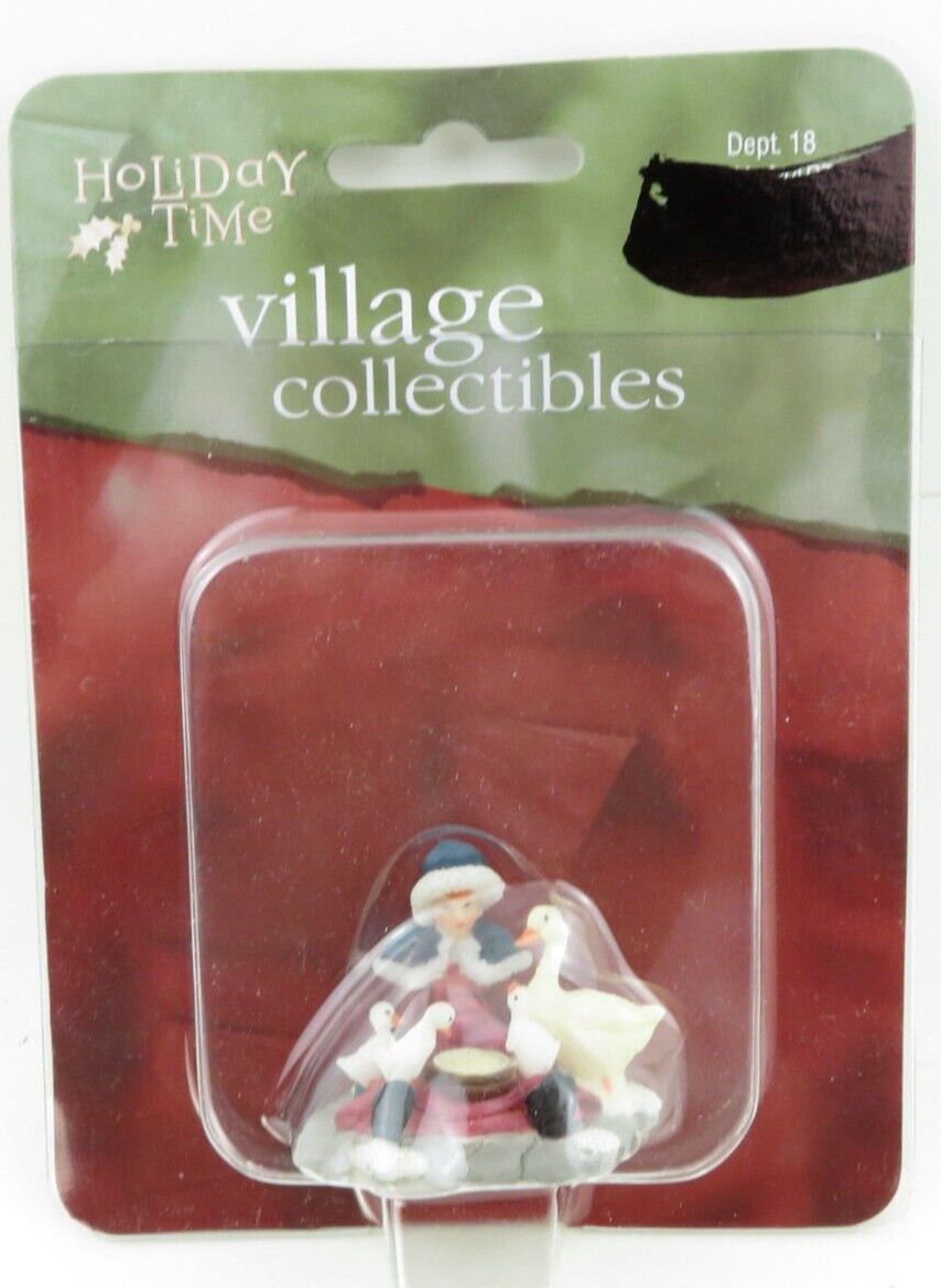 Holiday Time O’Well Christmas Village Collectibles-GIRL w/ MOM & BABY GEESE- NIP
