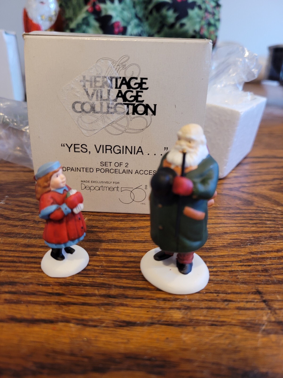 Vintage Dept 56 YES Virginia Set Of Two Snow Village Collection Retired