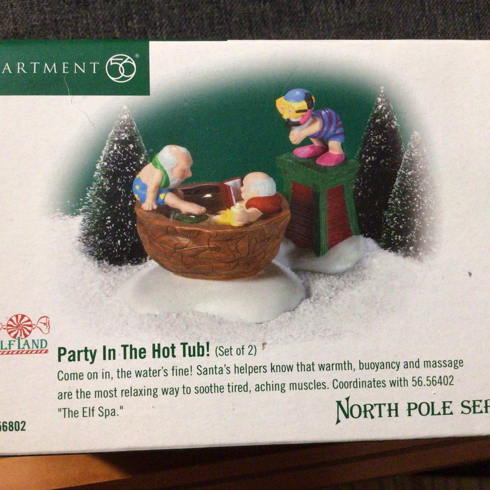 Department 56″ Party In The Hot Tub! “Nort Pole Series 56802 Elf Land NEW IN BOX