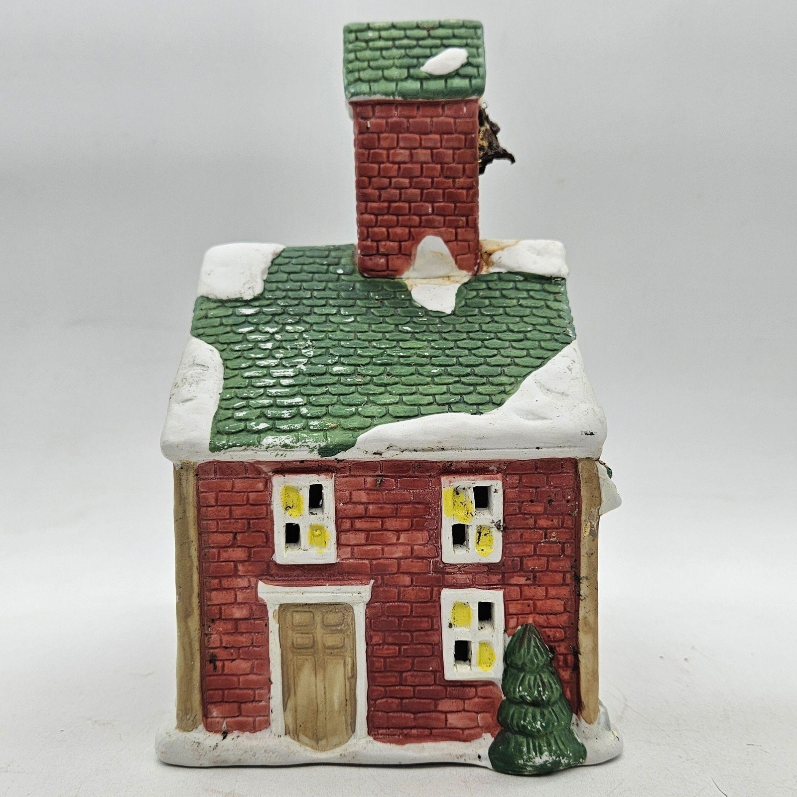 Vintage 1990 Rex & Lee Christmas Schoolhouse Light Up Ceramic Village Decor