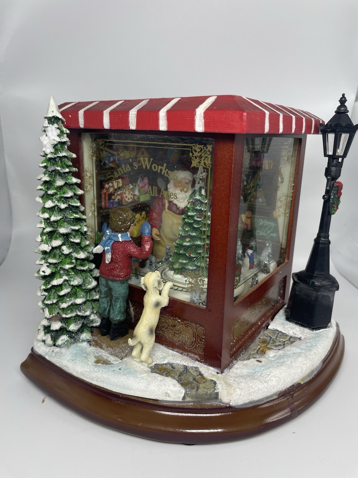 7” Santa’s North Pole Toy Shop Lighted Musical Christmas Village Decor No Girl