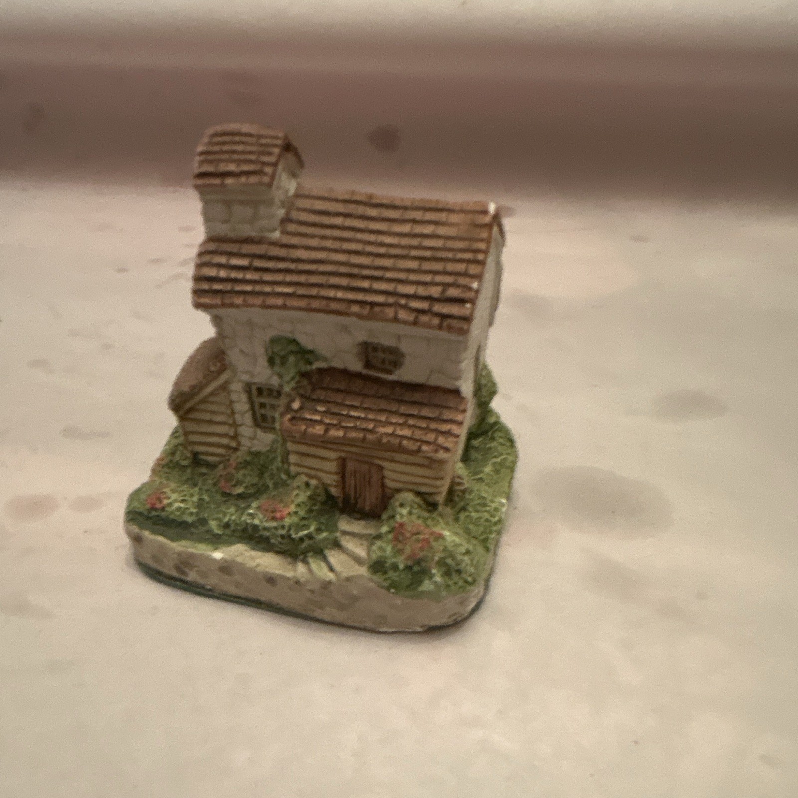 Hand Painted Resin Miniature Cottage House Figurine, Small Multicolor Display