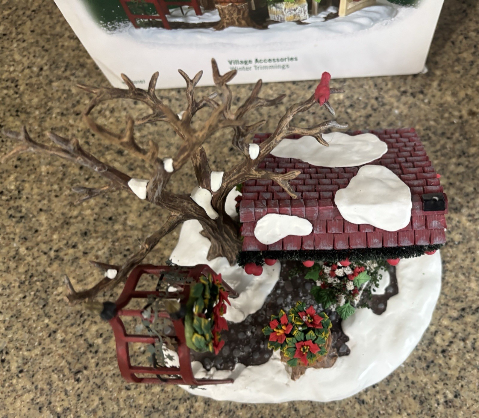 Dept 56 Winter Trimmings Accessory Garden Stand Cardinal Retired Xmas Village