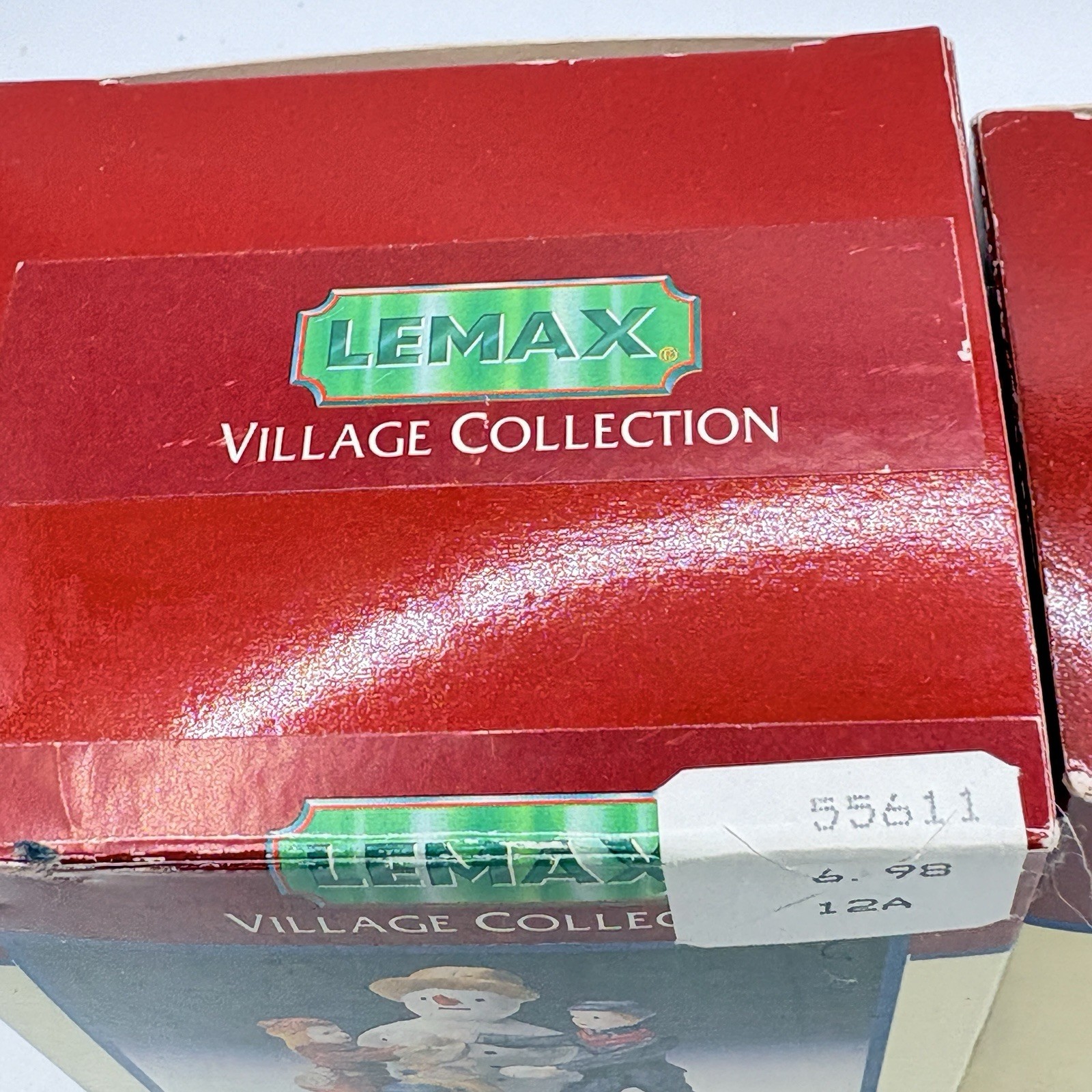 Lemax Christmas Village Collection Lot Of 2 Building A Snowman & Carrying Wood