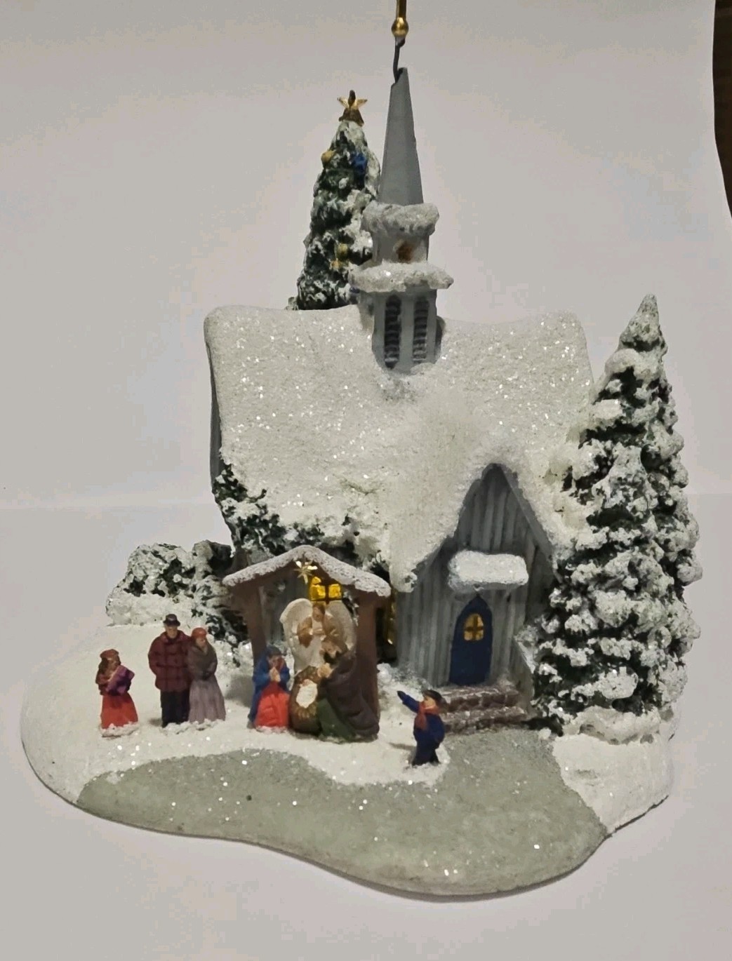 2007 Thomas Kinkade Teleflora Country Church Nativity Lighted Christmas Village