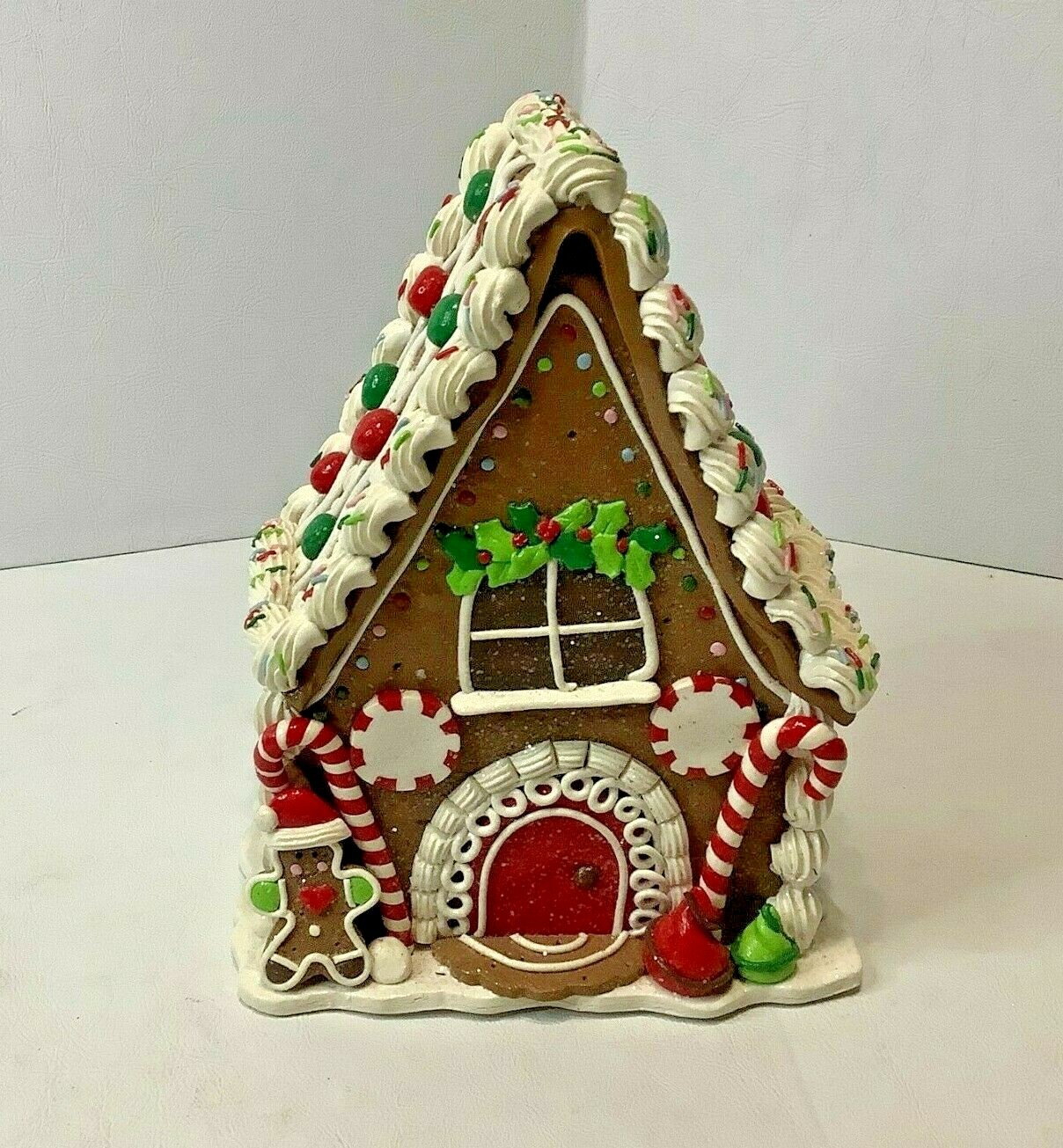 St Nicholas Square Christmas Realistic Gingerbread House Candy Tabletop Display