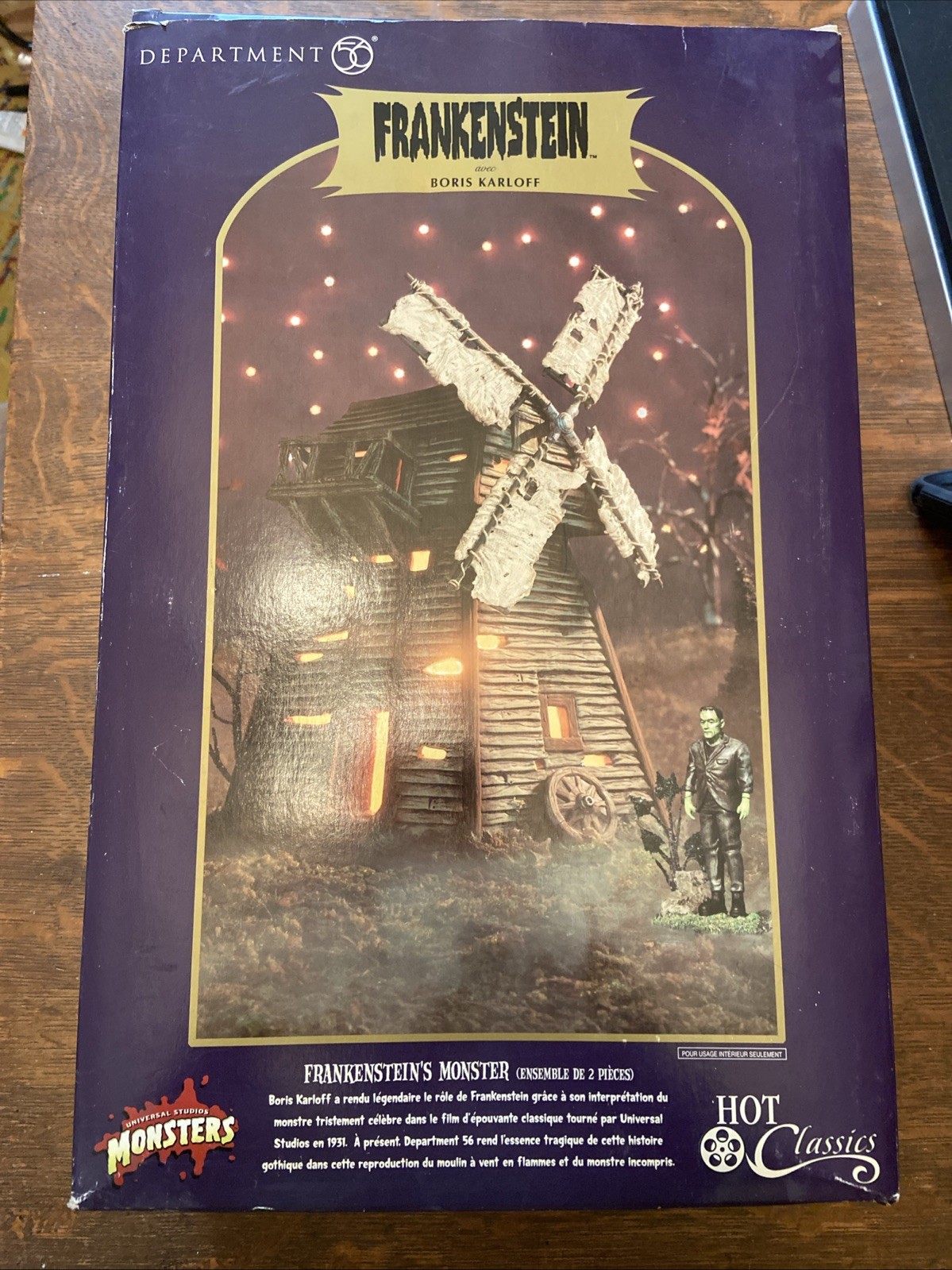 Department 56 Universal Monsters Frankenstein Windmill Figure Box Boris Karloff