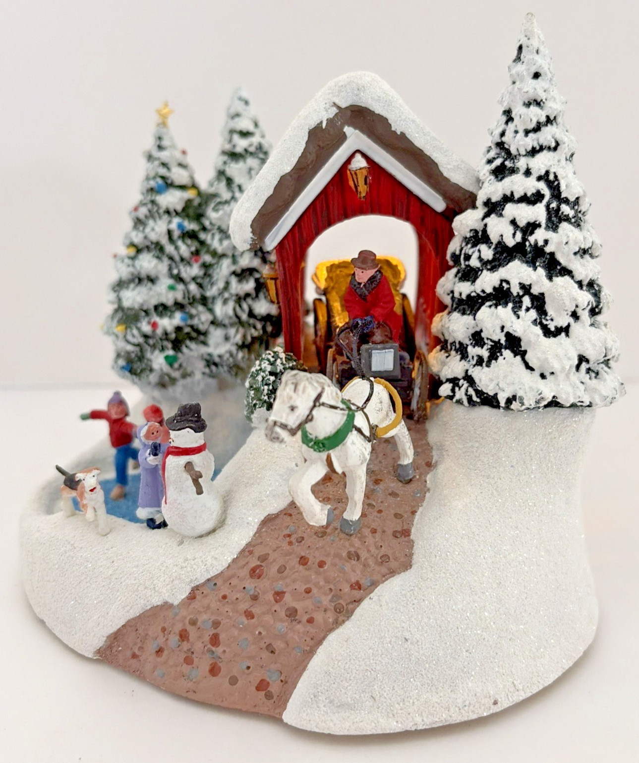 Thomas Kinkade Teleflora Oh What Fun Lighted Christmas Village Skating Rink Pond