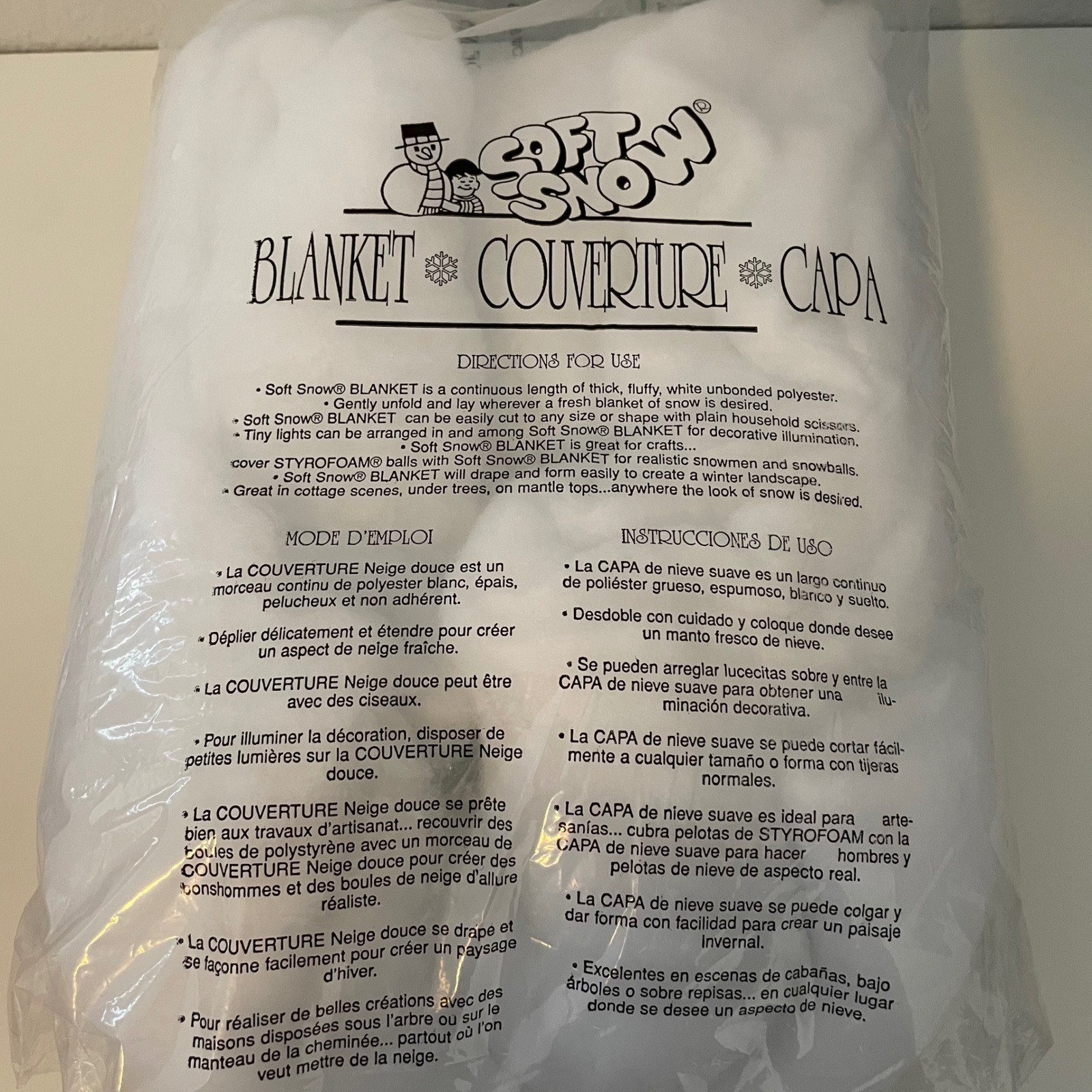 Soft Snow Blanket Continuous Snow Cover 15×96 Christmas Village Decor Putnam Co