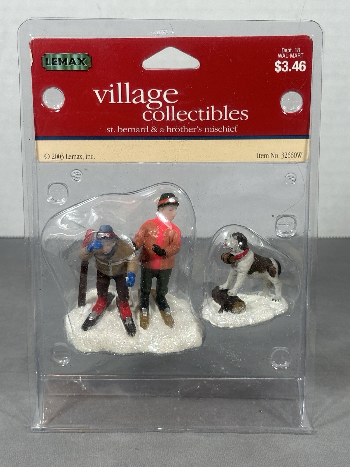 Lemax Christmas Village St. Bernard & A Brother’s Mischief Dog Boys #32660 NEW