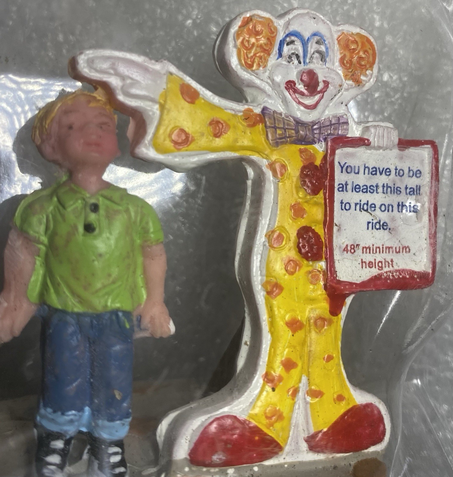 LEMAX Village Carnival Clown Sign Accessory 2008 TALL ENOUGH? Figurine 82501 NEW