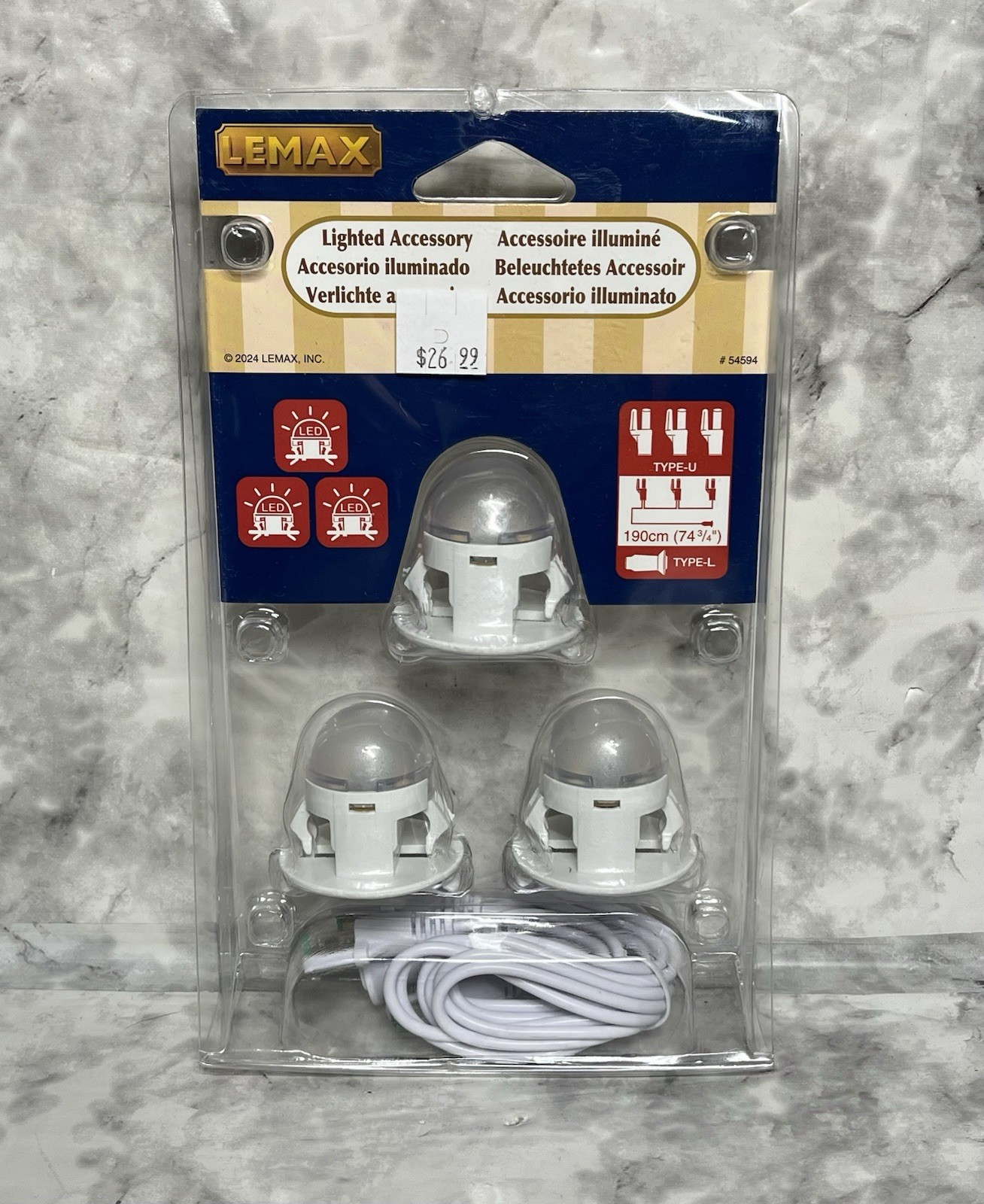 New Lemax Christmas Halloween Village LED Moonlander Light String Type U&L 3pk
