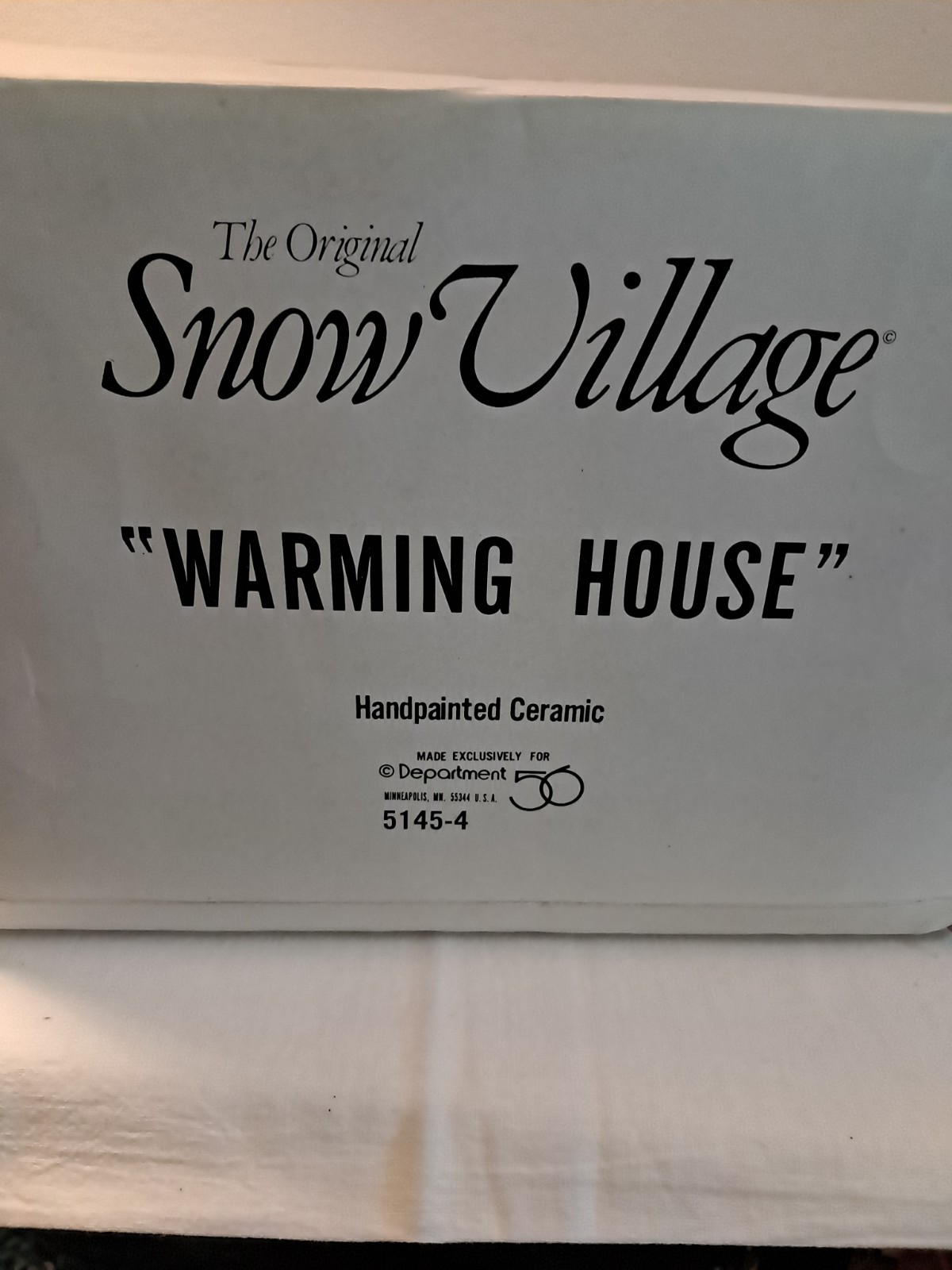 Vintage Department 56 Snow Village Warming House 1989 Lighted Christmas W/Box